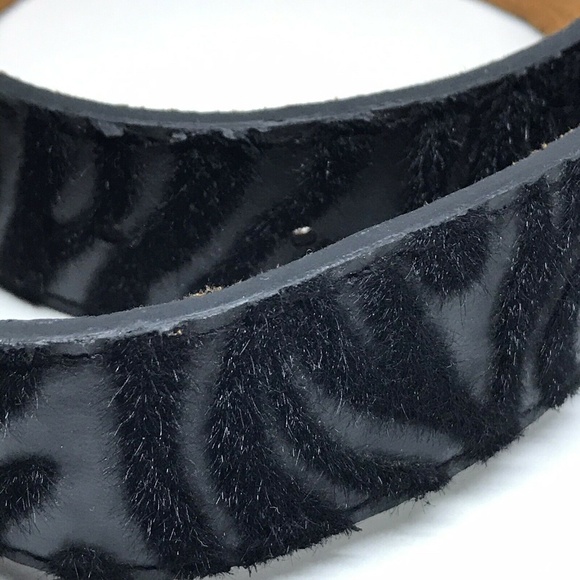 Zebra Print Faux Fur Textured Leather Belt Animal Striped Unisex Mens Womens
